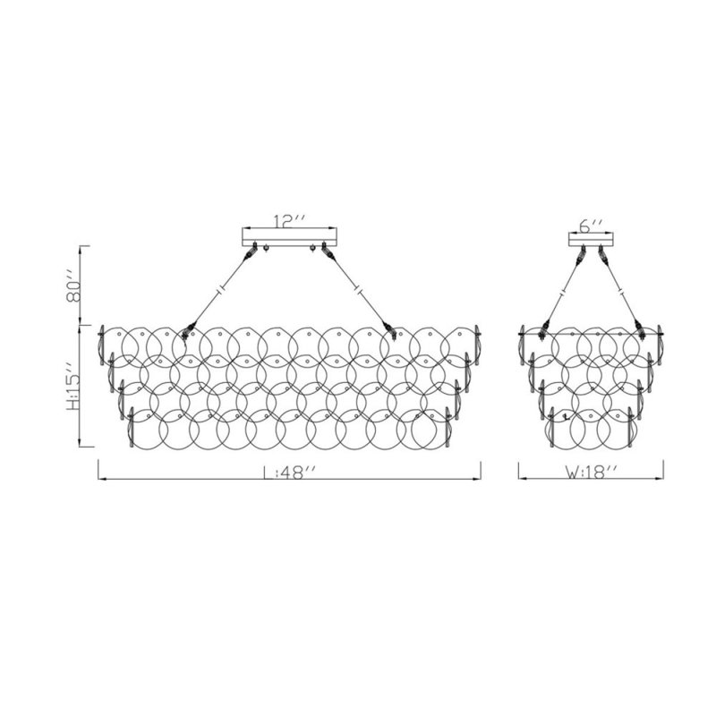 Lustre hexagonal en acier Venetian OvertureLight, Bronze antique, Transparent, L 36 po x l 18 po x H 15 po