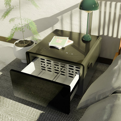 Modern Smart Side Table With Built-In Fridge, Wireless Charging, Temperature Control