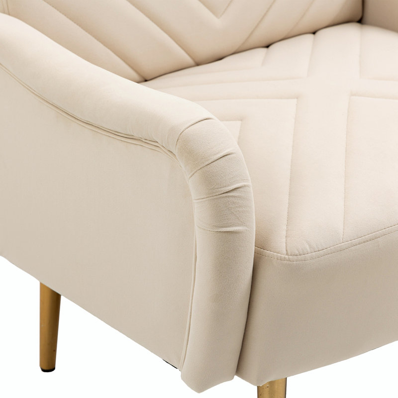 Fauteuil en velours, Polyester beige