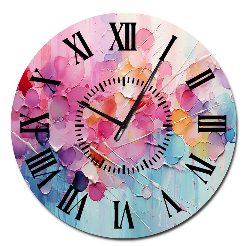Horloge murale rose et bleu pastel, Surdimensionné