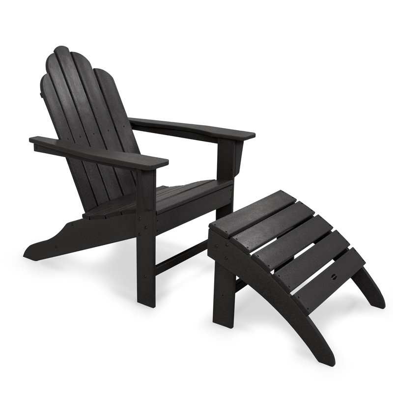 POLYWOOD Long Island Adirondack 2-Piece Set, Black