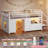 Low Loft Bed Twin Size With Stairs,7 Drawers, Bookcase And Led Lights, White-557267322