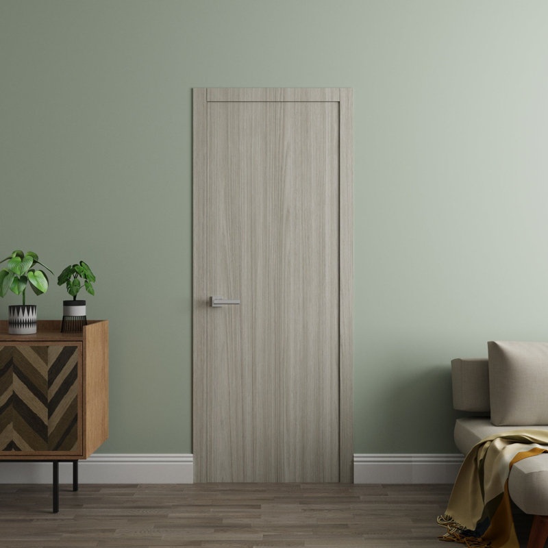 Interior Solid French Door- ESSENTIAL 8001 - Single Regular Panel Frame Handle - Bathroom Bedroom Modern Doors, Oak Franko