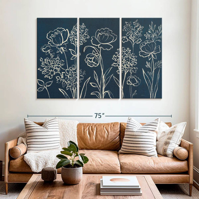 Harnek An Indigo Floral I, 42" H x 65" W
