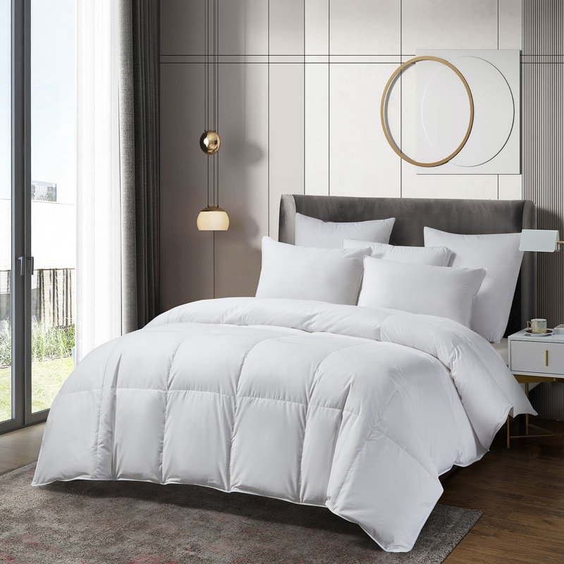 Sateen Cotton European Down Comforter - All Seasons, Full/Queen