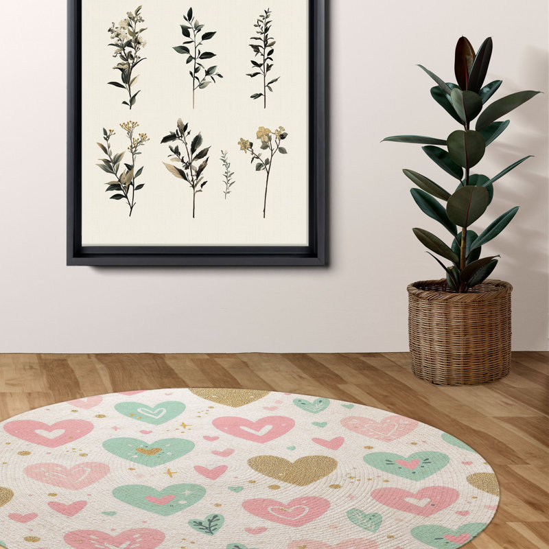 Tapis tressé Love Love, Rond 5 pi