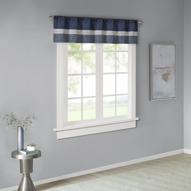 Amherst Polyoni Pintuck Single Window Valance, Navy