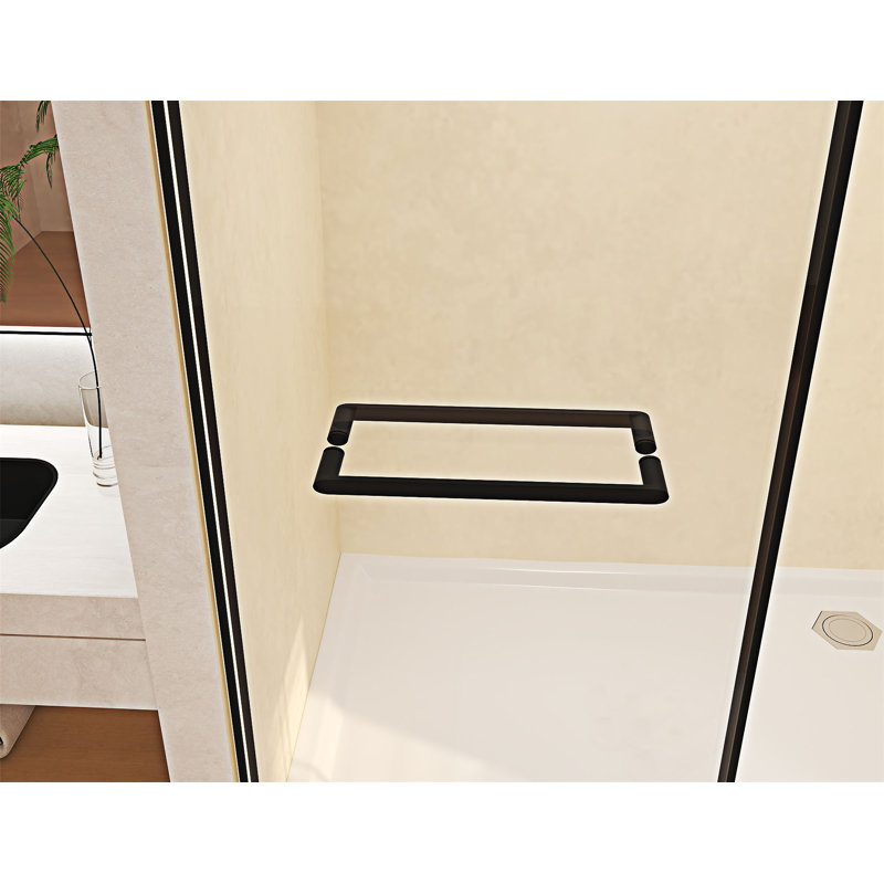 Porte de douche coulissante double sans cadre, Noir mat
