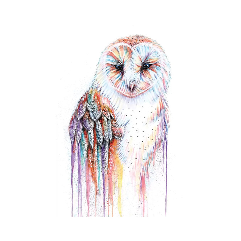 Barred Rainbow Owl by Michelle Faber - Wrapped Canvas Painting, 66.04 cm H x 45.72 cm W x 1.91 cm D