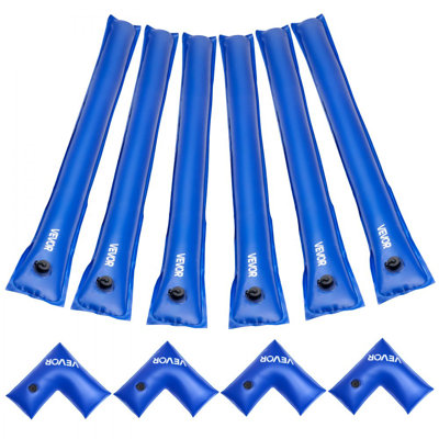 Ensemble de sacs d'eau pour piscine, ensemble de 6 sacs d'eau à une chambre 7,87 pi et 4 tubes d'angle, poids de sacs en PVC de 0,4 mm d'épaisseur avec valve étanche, pour housses de piscine creusée en hiver