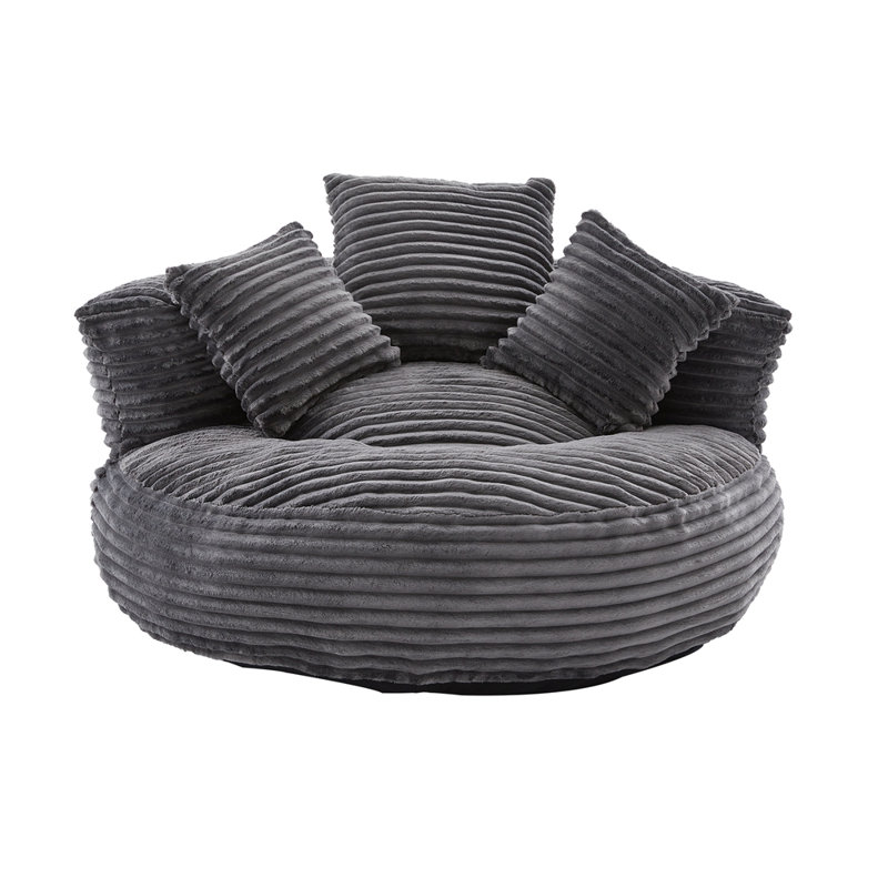 Fauteuil tonneau d'appoint en velours côtelé de 42,52 pouces de large avec 3 coussins, Dark Gray
