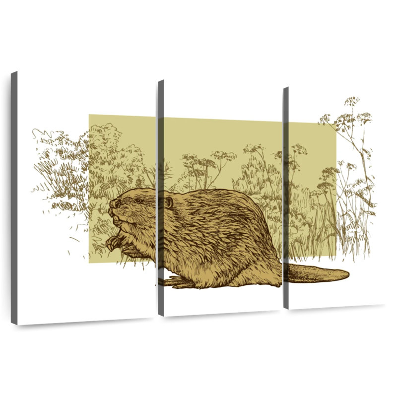 Beaver On Grass, 28" H x 45" W