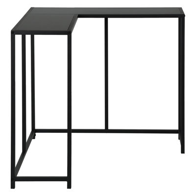 Modern Bedroom Console Table - Black Narrow Corner Accent With Laminate Surface And Robust Metal Construction & Living Room Platform Base