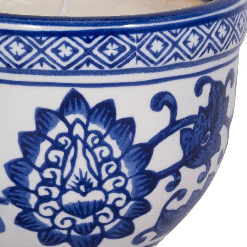 Ceramic Chinoiserie Candle - 4" 6Oz, Blue/White