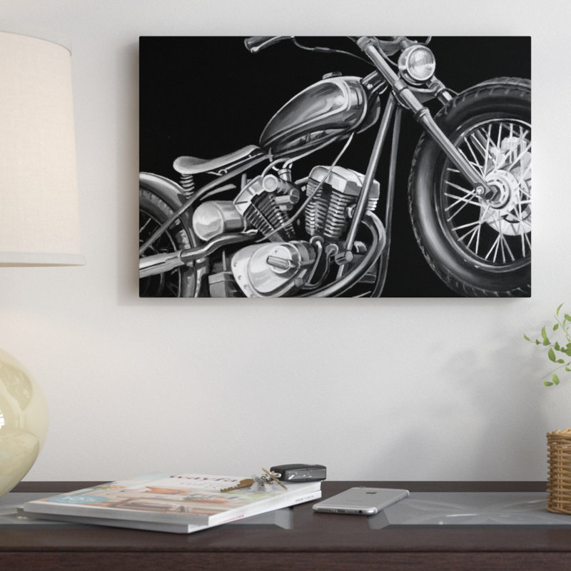 « rétro motocyclette i », impression sur toile, H 18 po x l 26 po x P 1,5 po