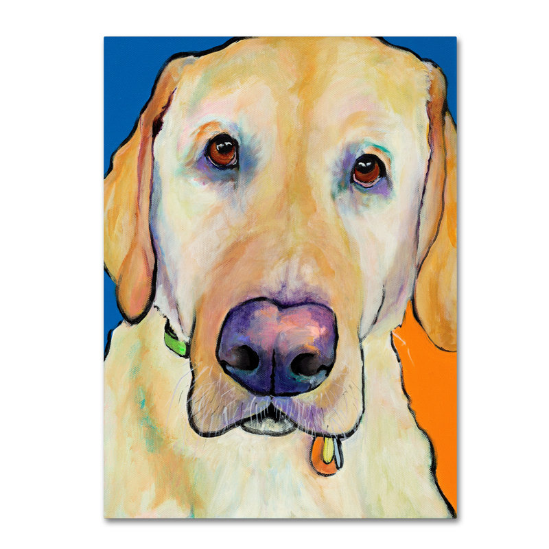 Yellow Lab Dog Canvas Wall Art in Blue and Orange