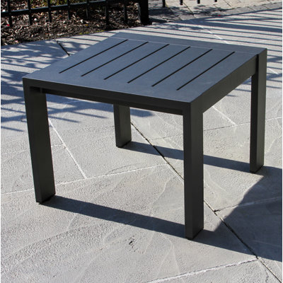Table d'appoint carrée en aluminium avec plateau à lattes 22 po Jayton 