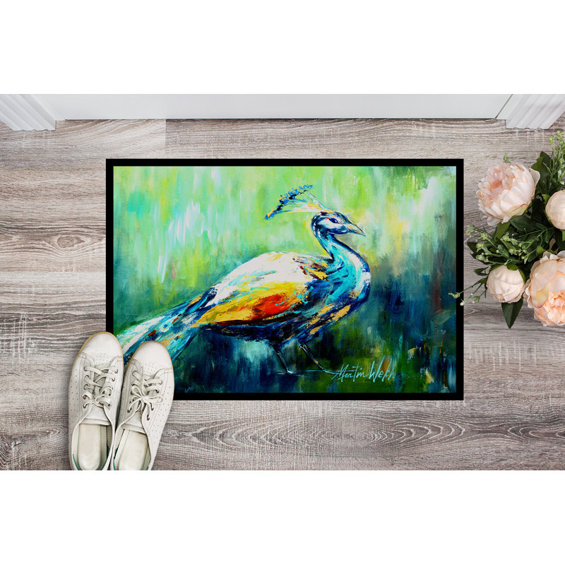 Tapis d'entrée antidérapant Sugarcreek Proud Peacock, Rectangle 1 pi 6 po x 2 pi 3 po