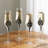 Set of 4 Stemmed Champagne Flutes Glassware with Balck Pearls