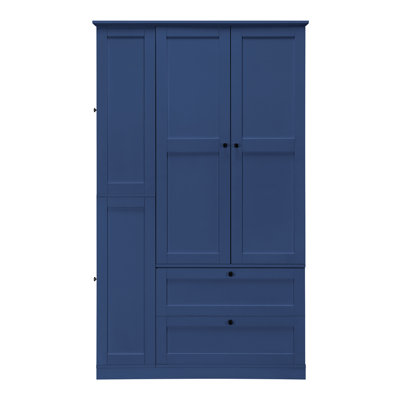 Tall Kitchen Pantry Cabinet with 8 Shelves, 2 Drawers, 3 Pull-Out Trays, 4 Doors and Side Cabinets