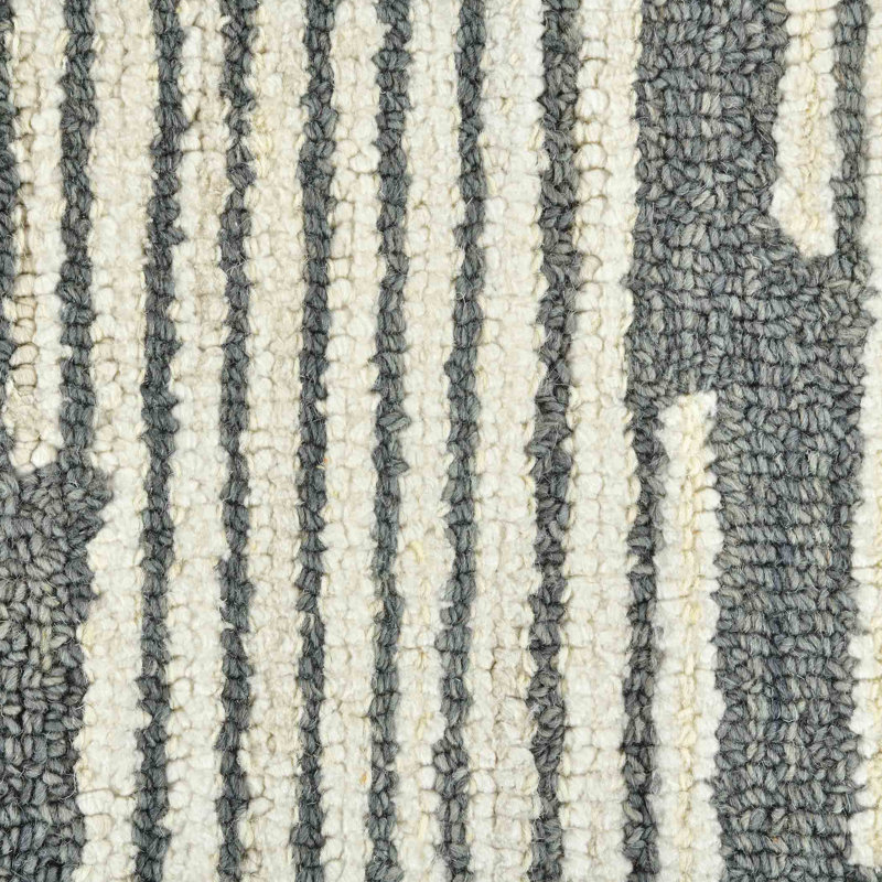 Handmade Dark Gray Geometric Wool Rectangular Rug 5' x 8'