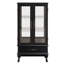 Vitrine lumineuse avec portes vitrées et tablettes réglables Vitrine vitrée 2 portes avec lumières DEL Finition et tiroir noir pour la décoration intérieure et le rangement