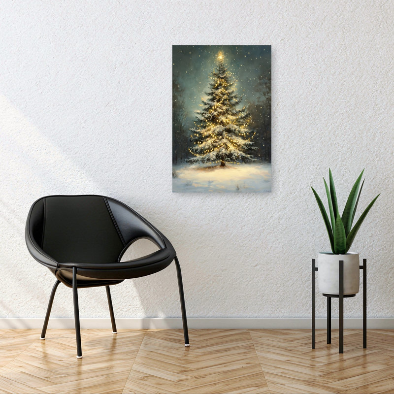 «Snowy Christmas Tree Elegant Peaceful Serene Christmas Tree Forest Winter», reproduction d'art murale, H 36 po x l 24 po