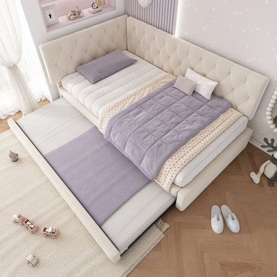 Upholstered Daybed with Trundle Bed