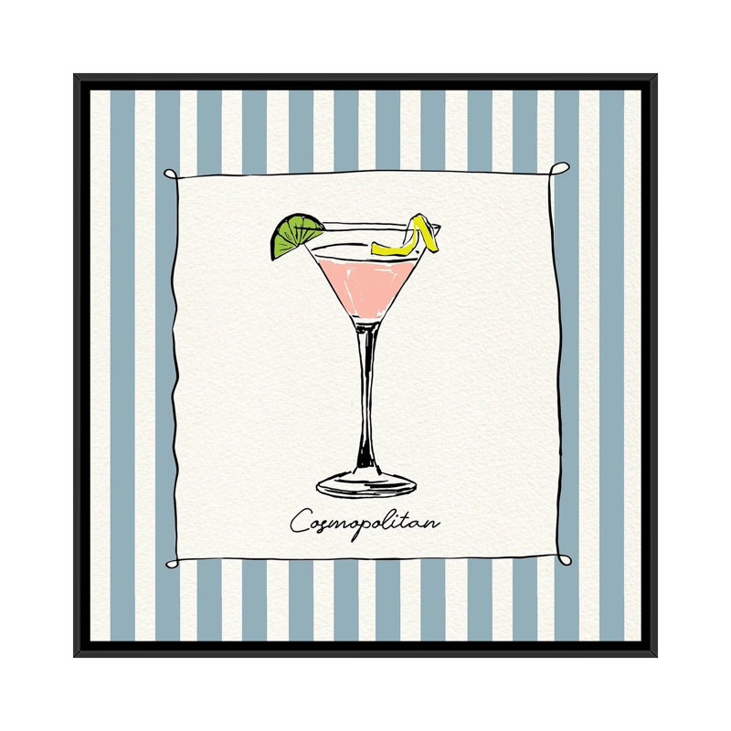 «Cocktail Hour Cosmo», reproduction d'art sur toile encadrée, 18" x 18", Toile avec cadre, Noir