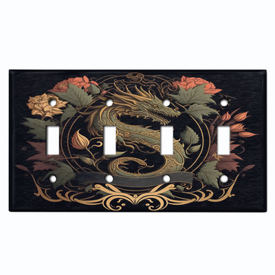 Copper Rust Patina Teal Print 4 - Gang Toggle Light Switch Standard Wall Plate