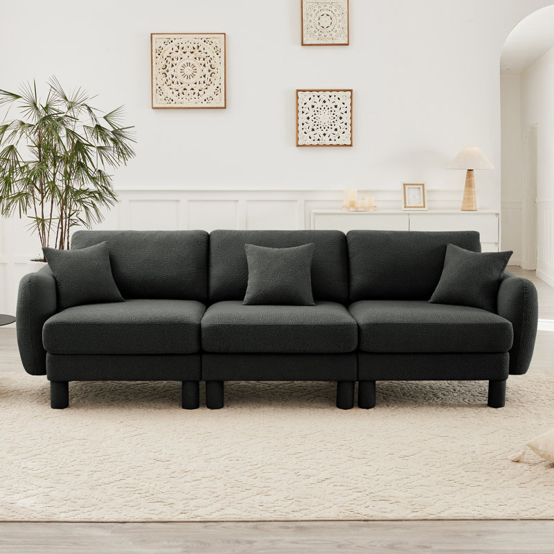 Canapé à trois places Boucle, 35" H x 109.4" W x 35.8" D, Dark Gray