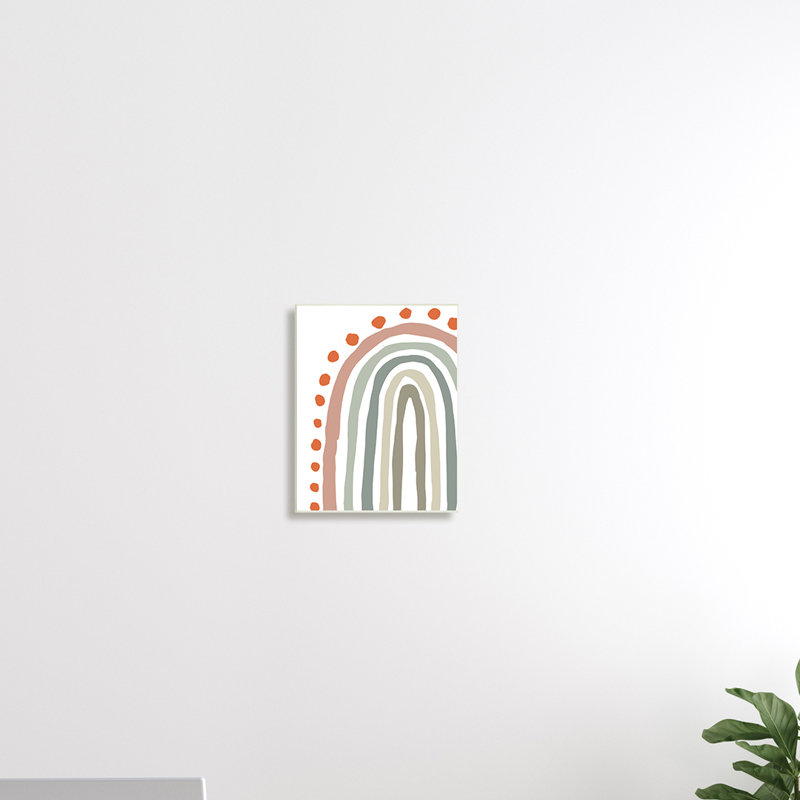 Arc-en-ciel avec pois rouges par Elizabeth Medley - Peinture, Plaque murale, H 19 po x l 13 po