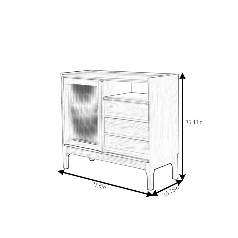 Retro And Simple Sideboard, 35.43" H x 31.5" W x 15.75" D