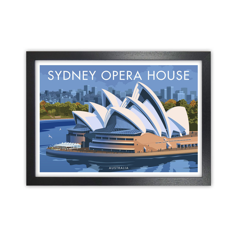 Sydney Opera House by Stephen Millership - Print on Canvas, 64cm H x 88cm W x 3cm D, Black Framed Canvas