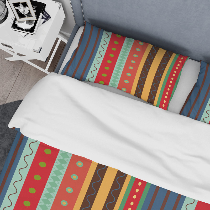 Ensemble de housse de couette en microfibre orange / jaune / bleu 3 pièces