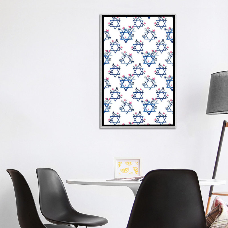 Collection de boho Hanoukka E par Grace Popp-impression d’art graphique, Toile avec cadre argenté, Pas de tapis