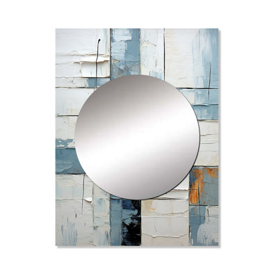Cubism Blue And White Fight I - Abstract Shapes Mirror Wall Decor MTMIR110442
