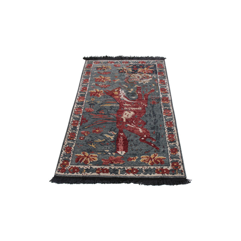 Rug & Kilim’S Transitional Pictorial Rug In Red And Blue, Rectangle 6' x 8'