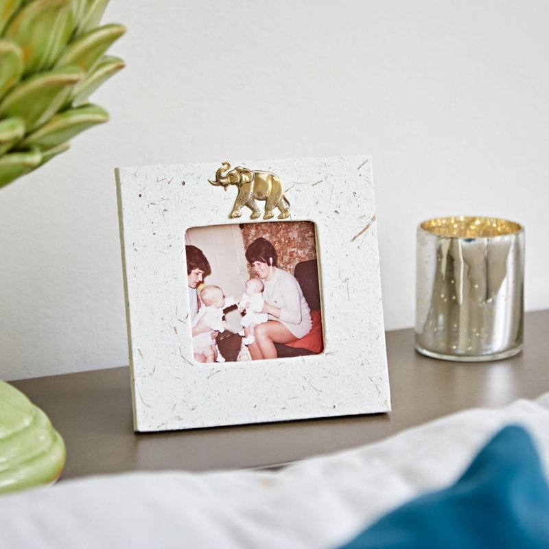 Natural Elephant Dung/Paper Picture Frame, 15.5cm x 15.5cm, Square
