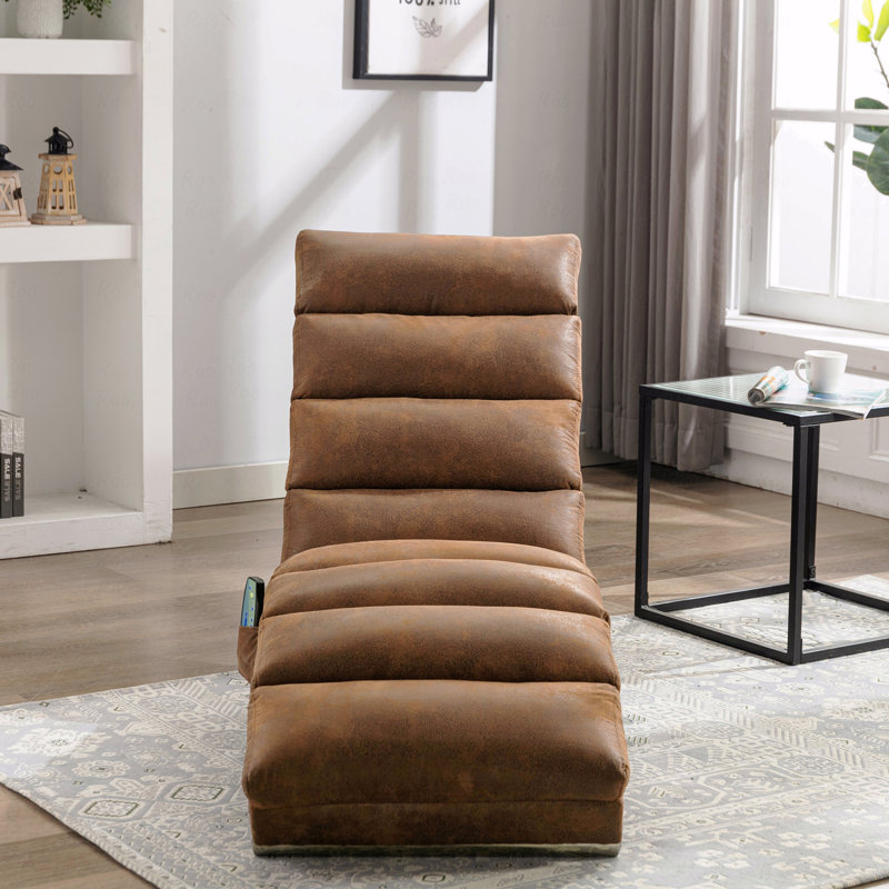 Chaise longue rembourrée avec vibration pour la détente, canapé rembourré moderne en tissu à dossier fixe avec fonction inclinable pour le salon / la chambre à coucher