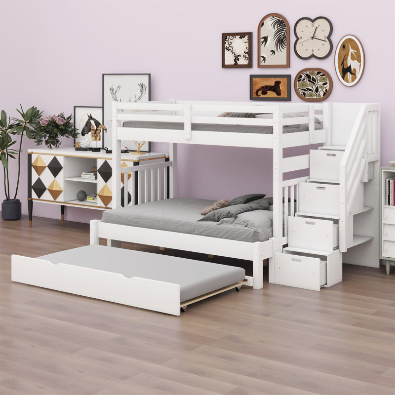 Bunk Bed With Trundle, White