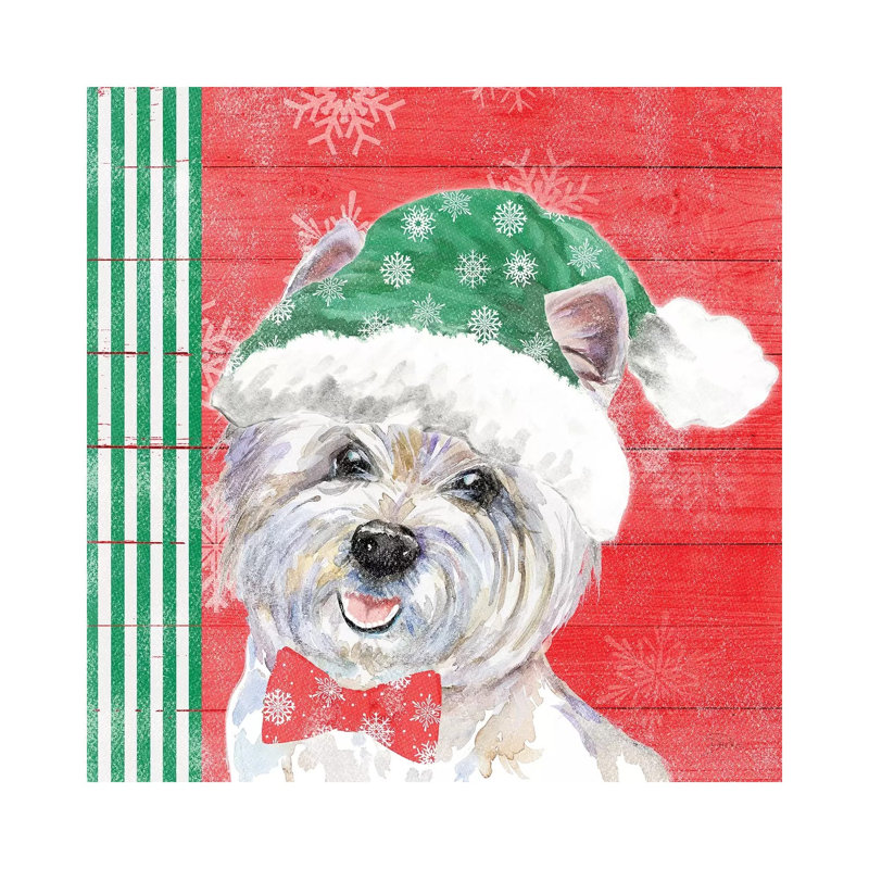« Holiday Puppy IV » par Patricia Pinto-impression d’art graphique, H 26 po x l 26 po x P 1,5 po, Toile tendue, Pas de tapis