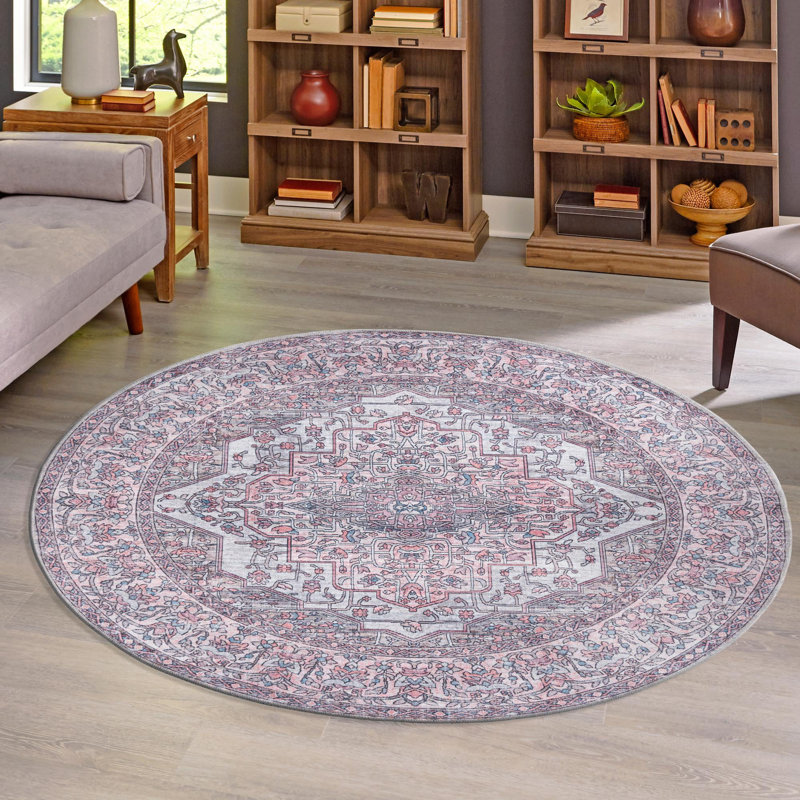 Guyer Chenille Oriental Indoor Rug, Round 3'11"