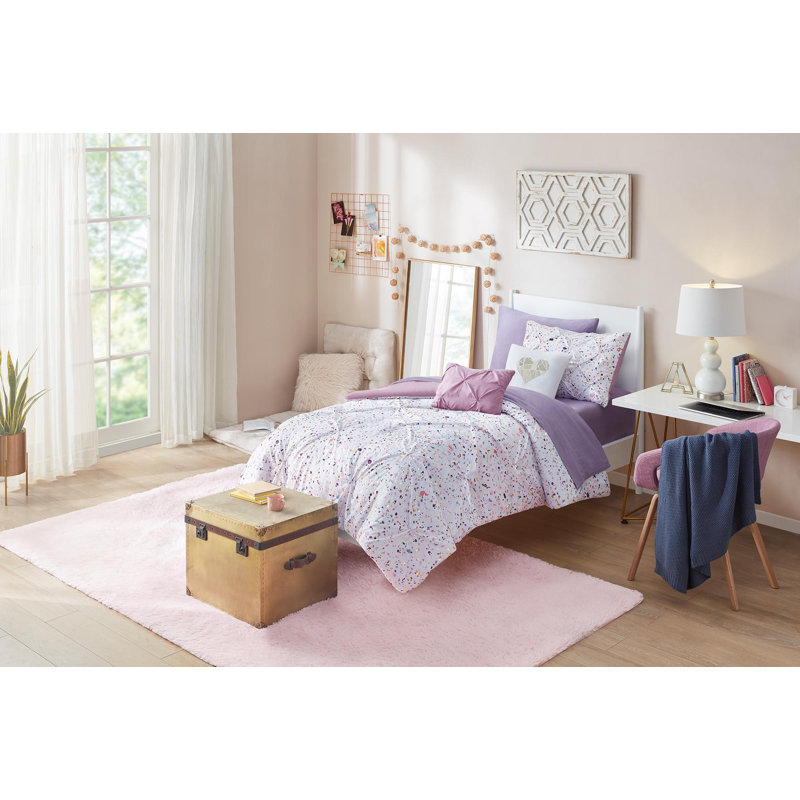 Twin/Twin XL Plum Pintuck and Metallic Print Sham Set
