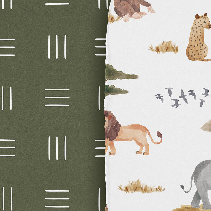 Draps-housses pour lit de bébé animaux de la jungle