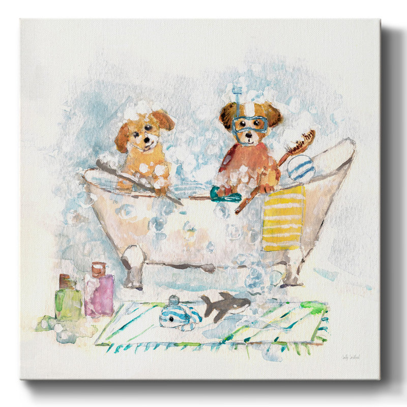 " Bath Pups III ", 16" H x 16" W x 1.5" D