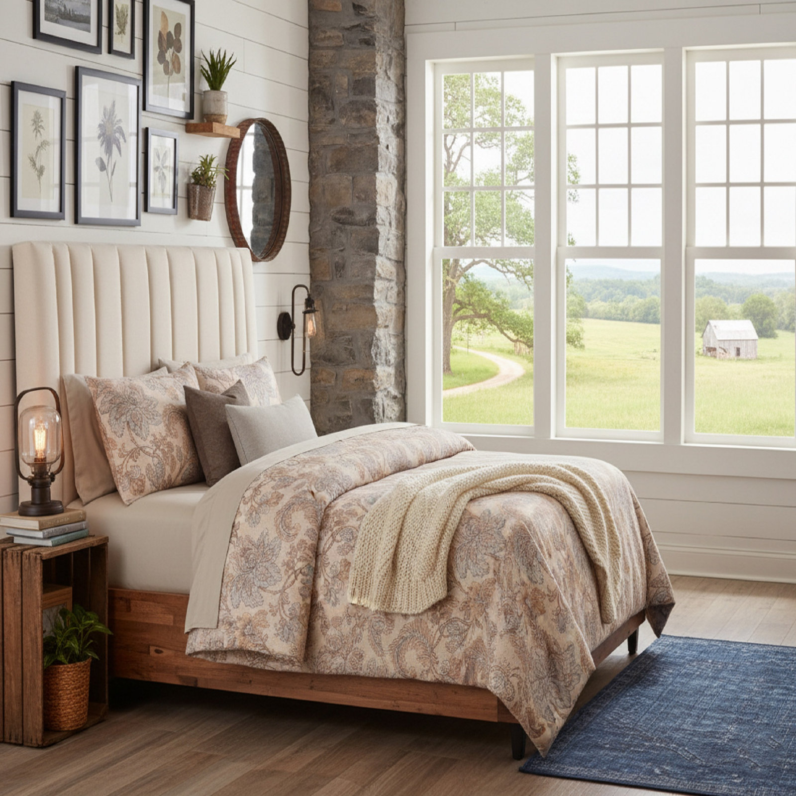Margorie Duvet Cover Set, King Duvet + 2 King Shams + 2 Throw Pillows