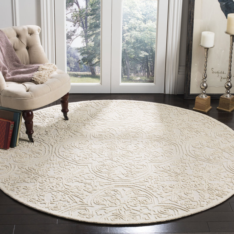 Marys Trace Hand-Tufted Wool and Cotton Area Rug, Rond 8 pi