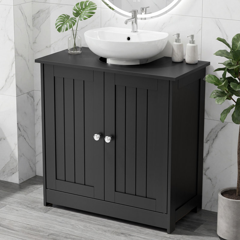 Meuble-lavabo 24 po 2 portes noir sans comptoir