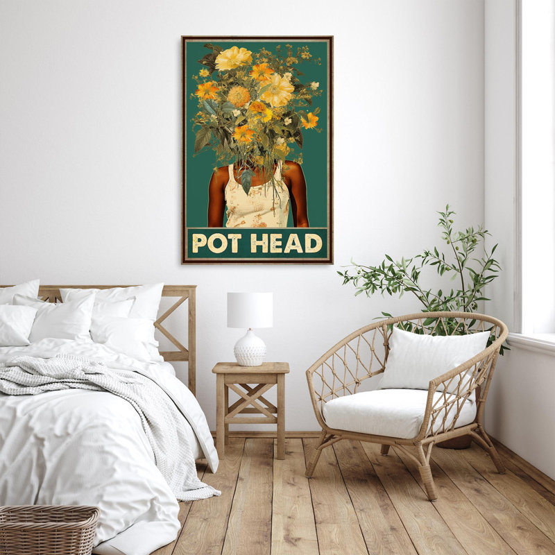 Shifflett Flowers Pot Head - 1 pièce, reproduction d'art graphique sur toile tendue, H 36 po x l 24 po x P 1,25 po